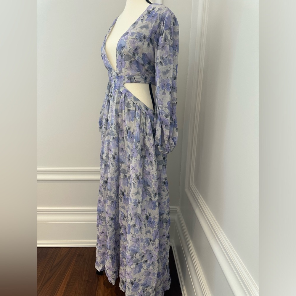Bardot NWOT Romantic Puff Sleeve Cut Out Floral Maxi Summer Resort Dress (XL) - Picture 4 of 12